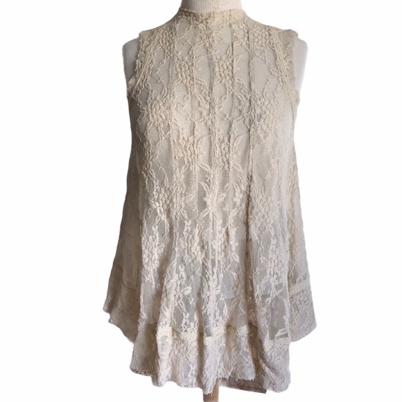 Free People Lace Romantic Boho Victorian Angel Core Sleeveless Top Woman’s XS - Picture 1 of 6